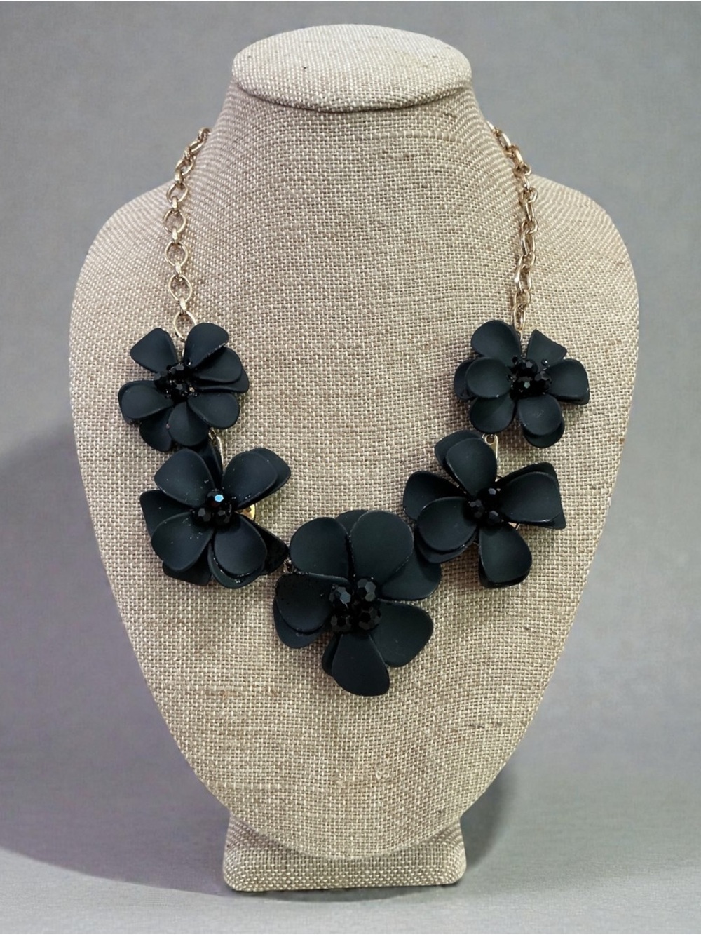 Black Floral Statement Necklace - Women Jewelry